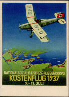 NS-FLIEGERKORPS WK II - NSFK-KÜSTENFLUG 1937 (über Ostgebiete!!)Künstlerkarte Sign. K.Lorenz I - Guerra 1939-45