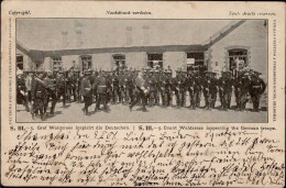China AK Graf Alfred Von Waldersee Inspiziert Die Deutschen, Brit. Frankatur Hong Kong 1901 - Ehemalige Dt. Kolonien