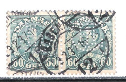 Danemark Perforé - Perfin - 60ore En Paire Perforés IHC - Usati