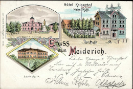 Meiderich (4100) Hotel Kaiserhof, Realschule, Rathaus, 1899 II (Bugspur) - Autres & Non Classés