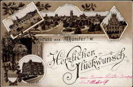 Münster (4400) Bahnhof, Ludgerihof, Liebfrauen-Kirche 1904 I-II - Autres & Non Classés
