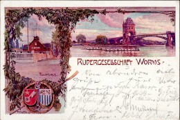 Worms (6520) Gasthaus Der Rudergesellschaft, Sign. F. Muth, 1912 I-II - Otros & Sin Clasificación