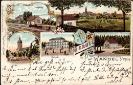 Kandel (6744) Bahnhof, Eisenbahn, Gasthaus Langenberg 1900 II (Marke Entfernt) Chemin De Fer - Otros & Sin Clasificación