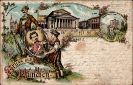 München (8000) Künstler-AK Stücker, Karl Postamt, Hoftheater 1898 II (fleckig) - Other & Unclassified