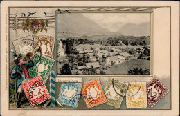 Obergrainau (8104) Präge-AK Briefmarken Ortsansicht I-II - Autres & Non Classés