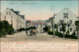 Penig (o-9294) Bahnhofstrasse, Handkolorierte Künstler-AK II (Marke Entfernt) - Autres & Non Classés