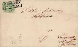 Preussen 4 Pfenninge 1861 EF Ra-O Saarbrücken, Eingangsstempel Malsch Postablage (Burbach) Drucksache 1864 - Autres & Non Classés