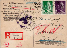 Generalgouvernement R-Karte Auslands-Einschreiben Von Lemberg 7.1.1944 Nach Lissabon (Portugal), Zensur, I-II (Alterungs - Otros & Sin Clasificación