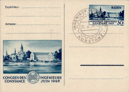 Französische Zone Baden Europäischer Ingenieurs-Kongreß Konstanz 1949 Schmuckkarte - Otros & Sin Clasificación