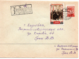 79929 - Russland / UdSSR - 1954 - 60K Oktoberrevolution MiF A R-Bf VOROSHILOVGRAD -> KADIEVKA - Briefe U. Dokumente