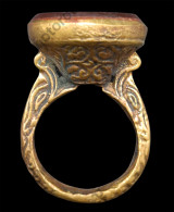 ANILLO EN BRONCE Y CORNALINA TALLADA - ARTESANIA PERSA - Etnica