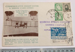 IRELAND_COMMEMORATIVE FLIGHT COVER BY MISSION STAMPS EXPORTS 1959 + BOTH STAMPS HAVE 14 PRONGS-RARI FRANCOBOLLI DENTI 14 - Meetings