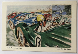 Carte Postale 24 Heures Du Mans - L'envolée Du Départ 1963 - Jaguar Alpine Ferrari - Mutuelle Du Mans - Le Mans
