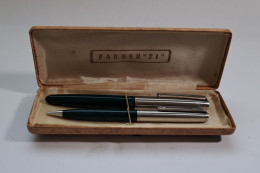 STILOGRAFICA & PORTAMINA PARKER SUPER 21 1955 VINTAGE PARKER SET IN BOX NOS - Lapiceros