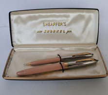 STILOGRAFICA PORTAMINA SHEAFFER TRIUMPH SNORKEL PASTEL PINK 1950 VINTAGE PEN SET - Lapiceros