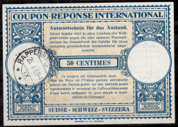 SUISSE SWITZERLAND SCHWEIZ  Lo14  50 CENTIMES  Int. Reply Coupon Reponse Antwortschein IRC IAS O RAPPERSWIL 25.01.50 - Ganzsachen