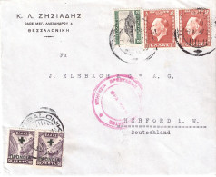 GREECE 1937 LETTER  SENT FROM THESSALONIKI TO HERFORD - Briefe U. Dokumente