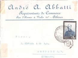 GREECE 1937 LETTER  SENT FROM ATHENS TO HERFORD /PART OF COVER/ - Briefe U. Dokumente