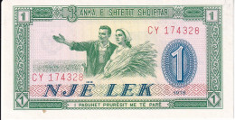 BILLETE DE ALBANIA DE 1 LEKE DEL AÑO 1976 SIN CIRCULAR (UNC)  (BANKNOTE) - Albania