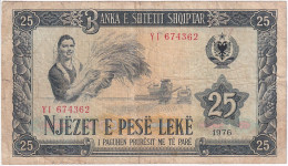 BILLETE DE ALBANIA DE 25 LEKE DEL AÑO 1976  (BANKNOTE) - Albania