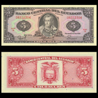Ecuador  5 Sucres  1988   IA Series   P 113 D   Crisp UNC - Ecuador