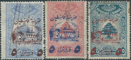 PALESTINA- Lebanon-LIBANO 1948 Overprint Beiteddine Palestine Fiscal Stamps Revenue: 5pis On 60c-5p On 3c-5p On 25c,used - Palestine
