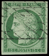 EMISSION DE 1849 - 2    15c. Vert, Obl. GRILLE SANS FIN, TTB - 1849-1850 Ceres
