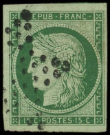 EMISSION DE 1849 - 2b   15c. Vert FONCE, Belles Marges, Amorce Filet En Haut, Obl. ETOILE, TTB/Superbe. Br - 1849-1850 Ceres