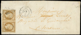 Let PRESIDENCE - 9    10c. Bistre-jaune, PAIRE Obl. PC 249 S. LAC, Càd T15 BAR S. AUBE 24/11/53, Pour Un Brigadier De Ge - 1849-1876: Periodo Clásico