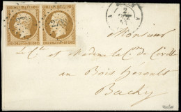 Let PRESIDENCE - 9a   10c. Bistre-brun, PAIRE Obl. PC 2738 S. Faire-part, Càd A ROUEN A 2/10/53, Superbe. C - 1849-1876: Periodo Clásico