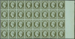 ** EMPIRE NON DENTELE - 11    1c. Olive Pâle, BLOC De 32 Bdf, 2 T. *, Fraîcheur Postale, Superbe, Cote * à L'unité - 1853-1860 Napoléon III