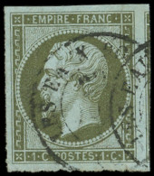 EMPIRE NON DENTELE - 11    1c. Olive, Grandes Marges, Voisin à Droite, Obl. Càd, TTB/Superbe - 1853-1860 Napoléon III