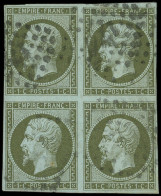 EMPIRE NON DENTELE - 11    1c. Olive, BLOC De 4 Obl., 1 Ex. Petit Défaut, Sinon TB. C - 1853-1860 Napoléon III