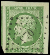 EMPIRE NON DENTELE - 12    5c. Vert, 3 Marges Maximales Avec Voisin, Obl. PC 970 De LA COTE St ANDRE, Superbe - 1853-1860 Napoléon III