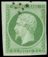 EMPIRE NON DENTELE - 12    5c. Vert, Petit Cdf, Obl., Effigie Dégagée, TTB/Superbe - 1853-1860 Napoléon III