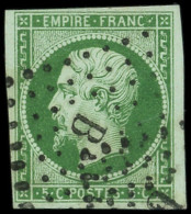 EMPIRE NON DENTELE - 12c   5c. Vert FONCE Sur VERT, Obl. Los. B, TTB - 1853-1860 Napoléon III