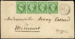 Let EMPIRE NON DENTELE - 12    5c. Vert BANDE De 4 Obl. PC 3563 S. Env., Càd T15 VIC-S-SEILLE 8/6/55, Superbe. C - 1849-1876: Periodo Clásico