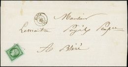 Let EMPIRE NON DENTELE - 12c   5c. Vert FONCE S. VERT, Obl. PC 414 S. Faire-part, Càd T15 BLERE 21/12/57, Très Grandes M - 1849-1876: Periodo Clásico