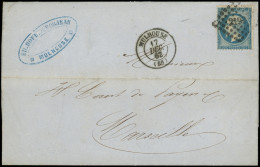 Delcampe - Let EMPIRE DENTELE - 22   20c. Bleu, Obl. PC 2199 S. LAC, Càd T15 MULHOUSE 17/12/62, Derniers Jours Des PC, TB - 1849-1876: Période Classique