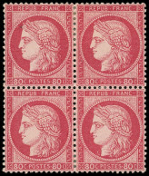 * CERES DENTELE - 57a  80c. Carmin-rose, BLOC De 4, Grande Fraîcheur, TB - 1871-1875 Ceres