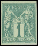 ** TYPE SAGE - 61a   1c. Vert, NON DENTELE, TB. J - 1876-1878 Sage (Type I)