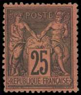 * TYPE SAGE - 91   25c. Noir Sur Rouge, Un Point De Rousseur Sinon TB, Certif. Scheller - 1876-1898 Sage (Type II)