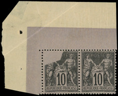 ** TYPE SAGE - 103  10c. Noir Sur Lilas, PAIRE Cdf, Un Ex. Impression INCOMPLETE Par PLIAGE, TTB - 1898-1900 Sage (Type III)