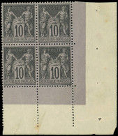** TYPE SAGE - 103  10c. Noir Sur Lilas, BLOC De 4 Cdf, Superbe - 1898-1900 Sage (Type III)