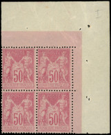 ** TYPE SAGE - 104  50c. Rose, BLOC De 4 Cdf, Signature Mouchon EFFACEE Sur La Paire Sup., RR, TTB - 1898-1900 Sage (Type III)