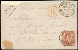 Let TYPE SAGE - 70   40c. Rouge-orange, Obl. Càd T18 MONTEREAU 17/4/80 S. Env. Rec., TB - 1849-1876: Classic Period