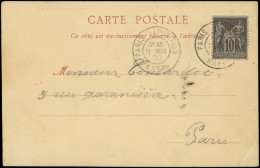 Let TYPE SAGE - 103  10c. Noir Sur Lilas, Obl. Càd PARIS EXPOSITION/RAPP 11/11/00 S. CP Signée Nenette, TB - 1849-1876: Klassieke Periode