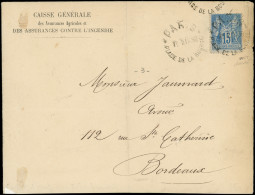 Let TYPE SAGE SUR LETTRES - N°90a Obl. Càd D'ESSAI Place De La Bourse 21/9/80 S. Env., Cérès N°3, Cote 1200 Euros, R Et  - 1877-1920: Semi-Moderne