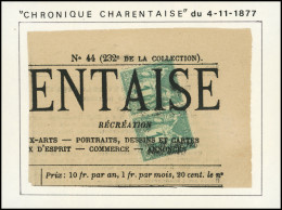 Type Sage N°61 : 1c. Vert, PAIRE Obl. TYPO S. Fragt, TB - Zeitungsmarken (Streifbänder)