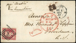 Let DESTINATIONS - N°24 Obl. Los. E S. Env. Avec Corresp., Càd E PARIS E * 4/9/63, Passage BOSTON 17/9 Pour PROVIDENCE E - 1849-1876: Classic Period